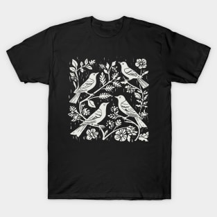 Lino Cut Bird T-Shirt